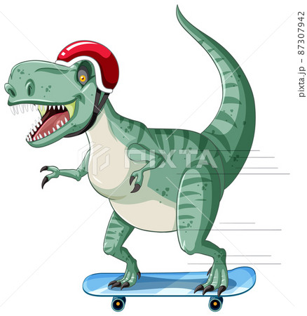 Tyrannosaurus rex dinosaur on skateboard in cartoon style Tyrannosaurus rex dinosaur on skateboard in cartoon style 87307942