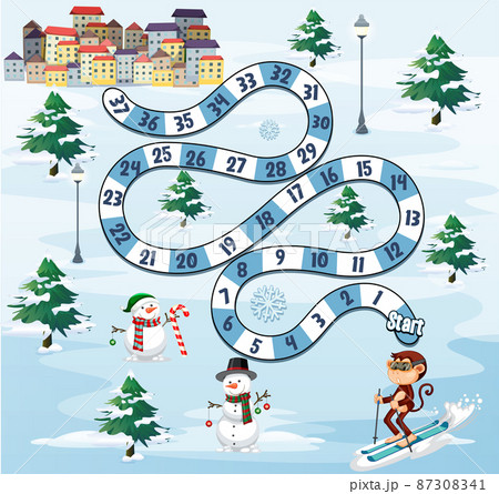 Counting number game template in snow theme Counting number game template in snow theme 87308341