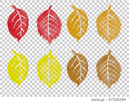 葉っぱ 紅葉 枯葉 イラストスタンプセット 葉っぱ 紅葉 枯葉 イラストスタンプセット 87308394
