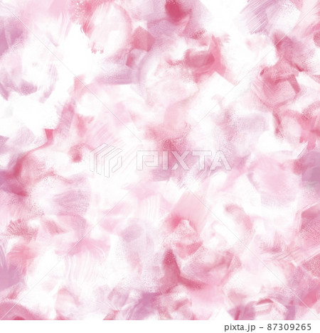 油絵抽象アート正方形バナー パレットナイフペインティング 白背景にローズピンク ナチュラル モダンのイラスト素材