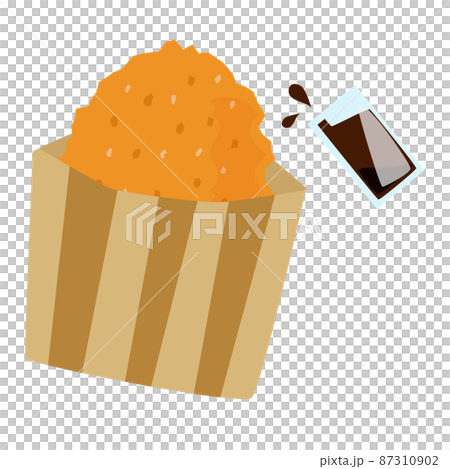 Vector illustration material of croquette and sauce in a paper bag Vector illustration material of croquette and sauce in a paper bag 87310902