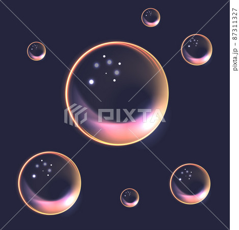 シャボン玉が泡立ち、虹色でリアル シャボン玉が泡立ち、虹色でリアル 87311327