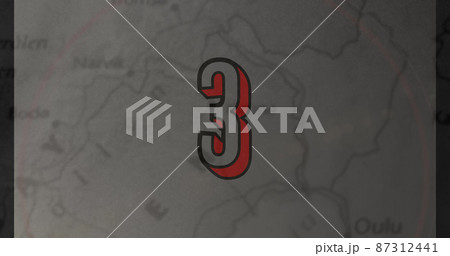 Image of changing numbers over map 87312441