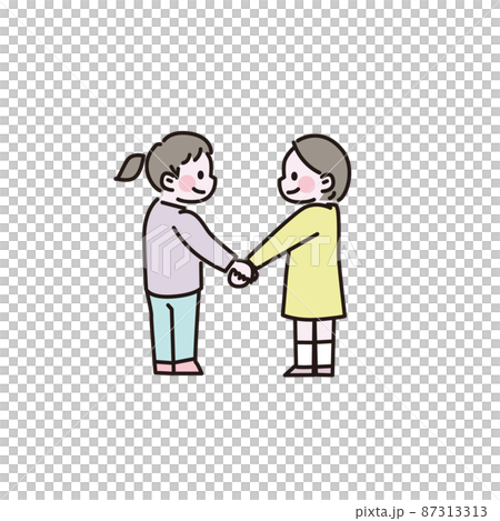 手を繋ぐ仲良しキッズイラスト素材のイラスト素材