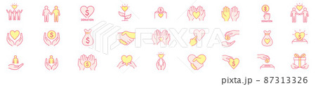Volunteering icons set. Outline set of volunteerin 87313326