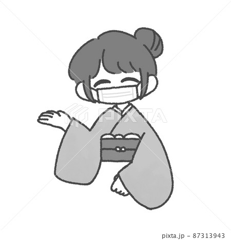 着物店員さん　モノクロ 87313943