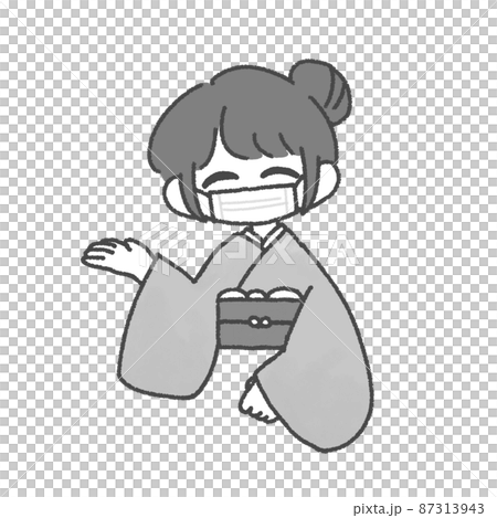 着物店員さん　モノクロ 87313943