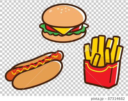 Cute handwritten style illustration hot dog set of fast food 87314682