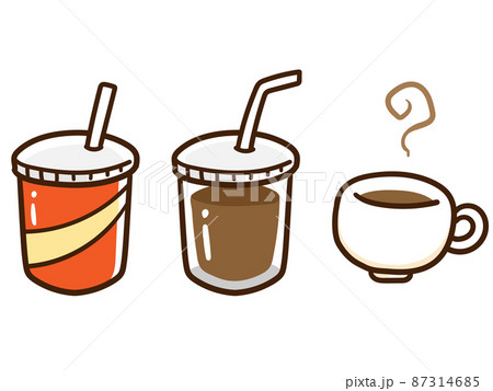 コーヒードリンクのかわいい手書き風イラストセットのイラスト素材