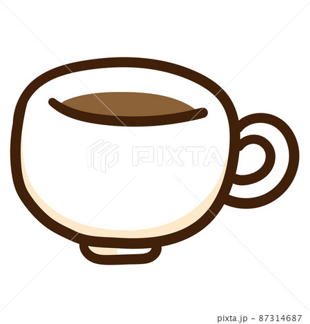 ホットコーヒーのかわいいマグカップ手書き風イラストのイラスト素材