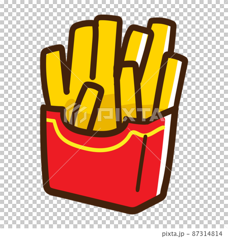 フライドポテトのかわいい手描き風イラストのイラスト素材 [87314814