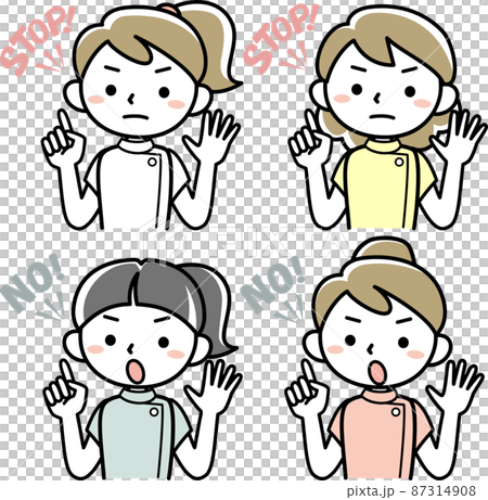 Upper body set of a young female nurse to stop 87314908