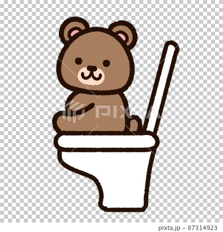 Bear character sitting on the toilet Bear character sitting on the toilet 87314923