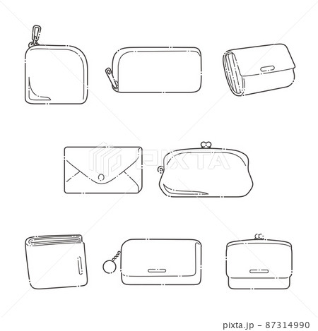 いろいろな形のかわいいお財布のベクターイラストのイラスト素材