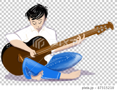 ギターを弾く男性のイラスト 87315210