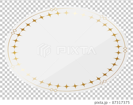 Oval frame white & gold glitter 87317375
