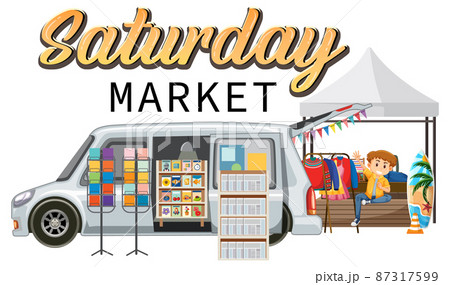 Saturday flea market concept with cartoon character 87317599