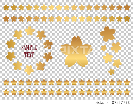 A set of golden-style simple gradation cherry blossom illustrations A set of golden-style simple gradation cherry blossom illustrations 87317738