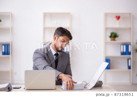 Young male employee working in the office Young male employee working in the office 87319651
