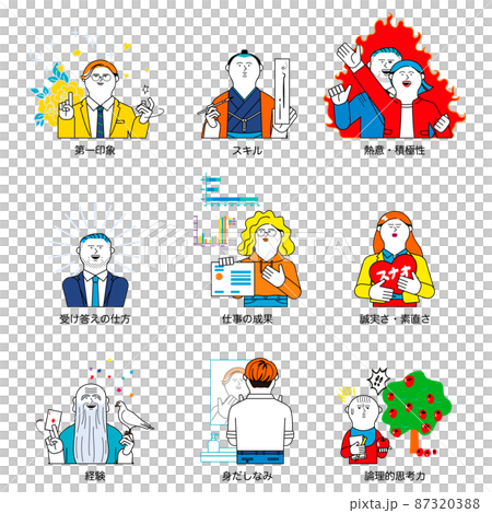 Illustration set of important points in the interview Illustration set of important points in the interview 87320388