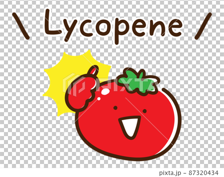 リコピントマトのかわいいキャラクターの手書き風イラストのイラスト素材