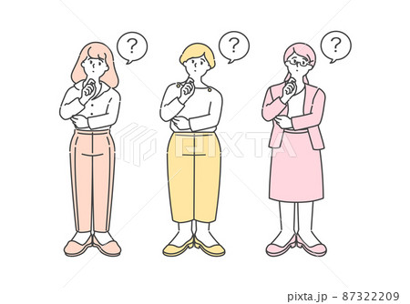 手を添えて考える大人女子　アバターセット 87322209