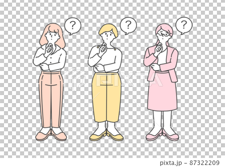 Adult female avatar set to think with hands 87322209