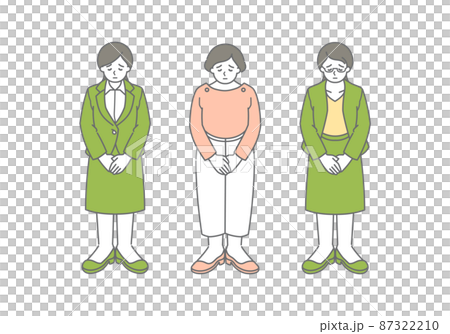 お辞儀でお詫びする大人女子　アバターセット 87322210