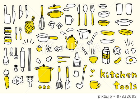 手描きのキッチンツールのイラストセット 手描きのキッチンツールのイラストセット 87322685