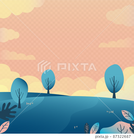 Vector illustration material of green hill, blue sky, landscape 87322687