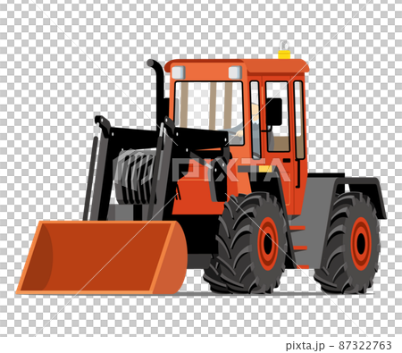 Wheel loader, bulldozer, front, illustration 87322763