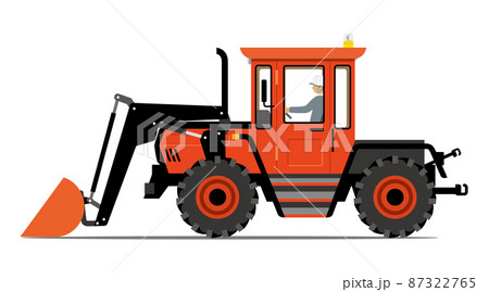 ホイールローダー、ブルドーザー、サイドアングル、イラスト 87322765