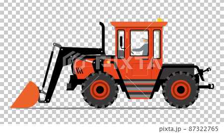 ホイールローダー、ブルドーザー、サイドアングル、イラスト 87322765