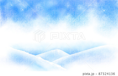 キラキラした氷山が一面に広がる暑中見舞い背景素材01（水色、白、青） 87324136