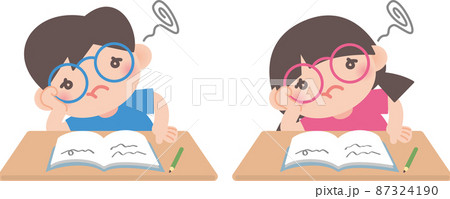 勉強に疲れた子ども 87324190