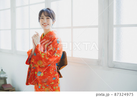 赤い小紋の女性 赤い小紋の女性 87324975