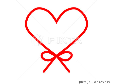 ハートとリボンの合体したフレームイラスト素材 87325739