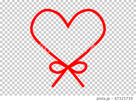 ハートとリボンの合体したフレームイラスト素材 87325739