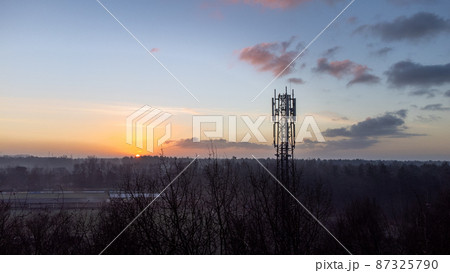 silhouette satellite dish cell tower telecom network at sunset communication technology network silhouette satellite dish cell tower telecom network at sunset communication technology network 87325790