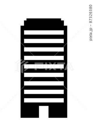 ビルの白黒アイコンのイラスト素材