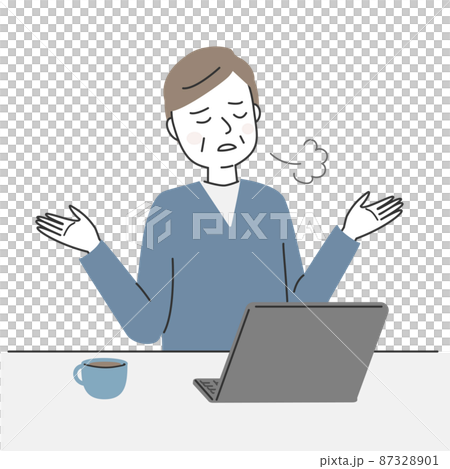 Sighing man and laptop 87328901