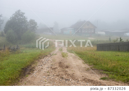 Foggy rural landscape 87332026