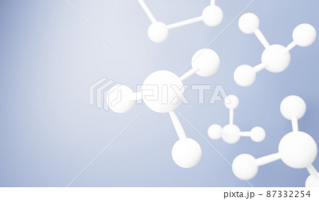 3d render of simple chemical bond in side cell or molecules. The associated of atoms, ions, bond and molecules. Liquid drop bubble background. Covalent bond. Biochemical interaction. 87332254