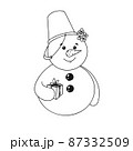 Cute Christmas snowman in doodle style. Vector illustration. Christmas, new year character 87332509