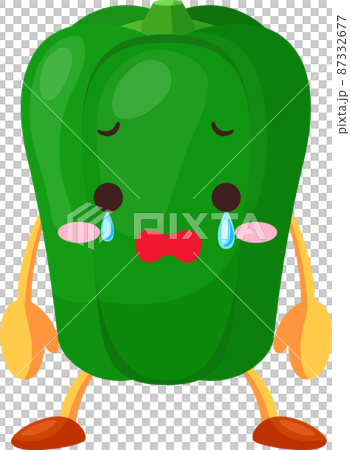 流淚的可愛甜椒角色的插圖 87332677