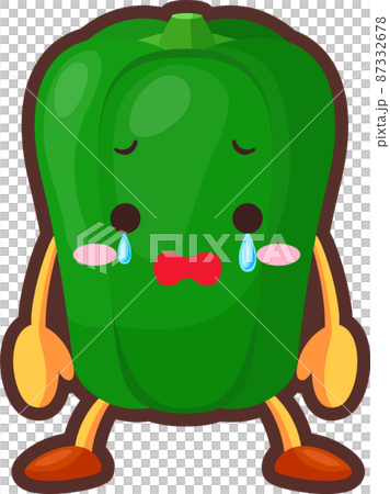 流淚的可愛甜椒角色的插圖 87332678