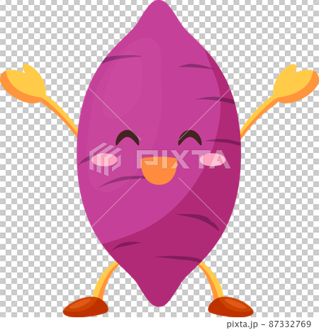両手を挙げて喜ぶかわいいサツマイモのキャラクターのイラスト 両手を挙げて喜ぶかわいいサツマイモのキャラクターのイラスト 87332769