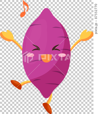 とても喜んでいるかわいいサツマイモのキャラクターのイラスト 87332770