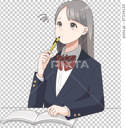 Blazer ribbon, a female student who is confused even when studying Blazer ribbon, a female student who is confused even when studying 87334120