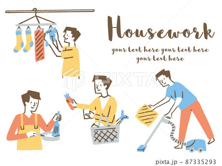 家事をする男性_セット_色 87335293
